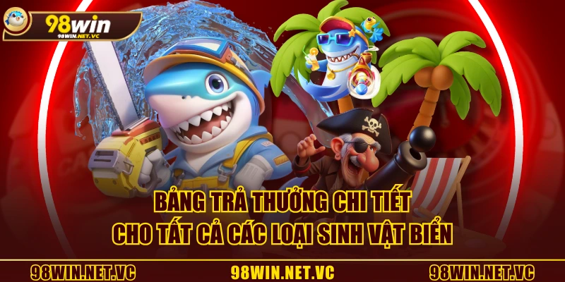 Bảng trả thưởng chi tiết cho tất cả các loại sinh vật biển